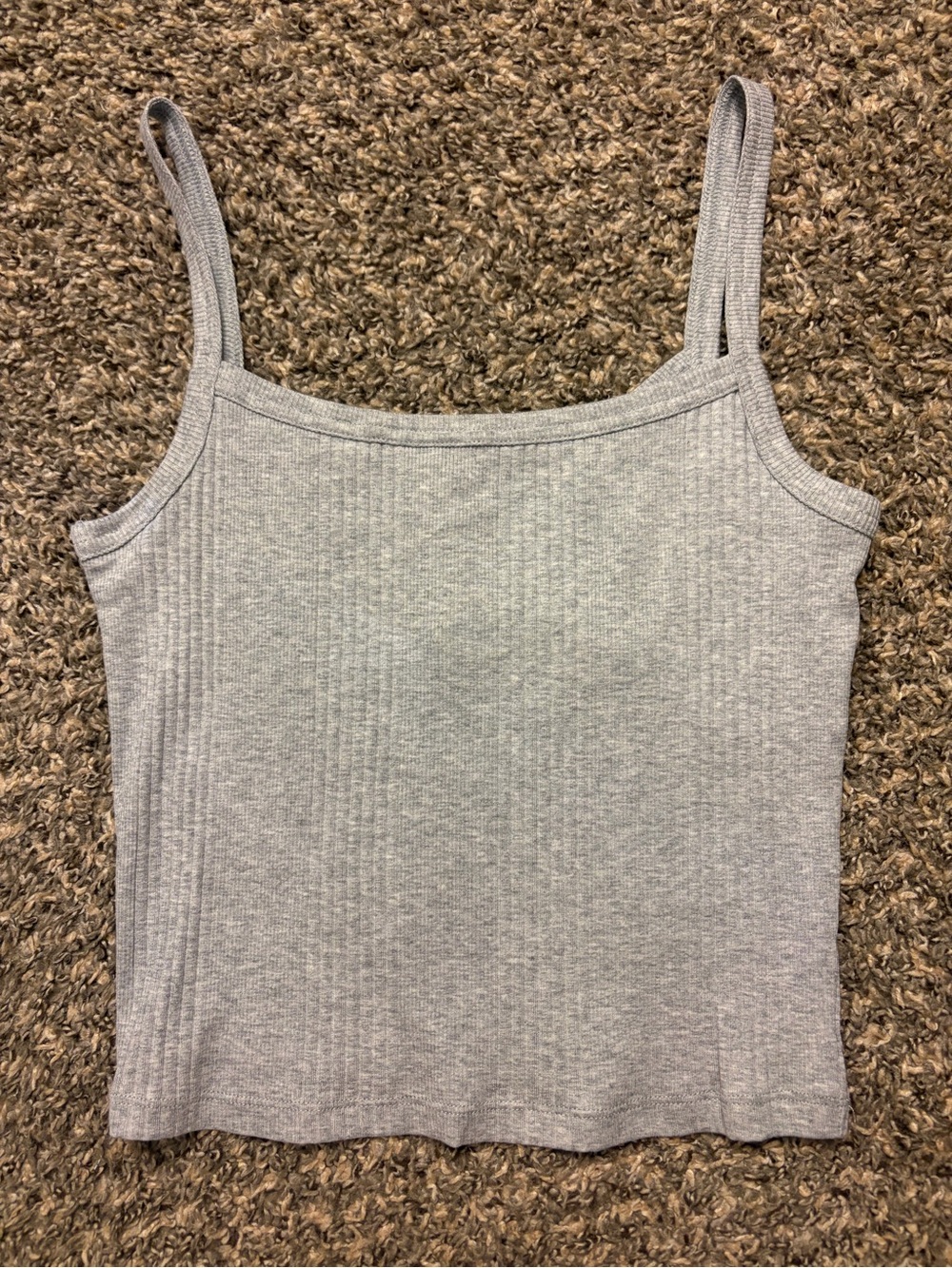 PINK Victoria's Secret Ribbed Grey Spaghetti Strap Cami